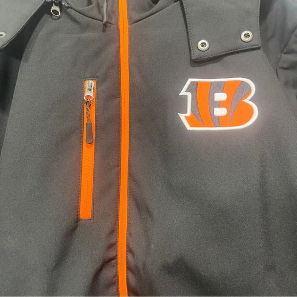 NFL Bengals 3 Layer Soft Shell Bonded Jacket Removable Hood NWT XL - Picture 8 of 15